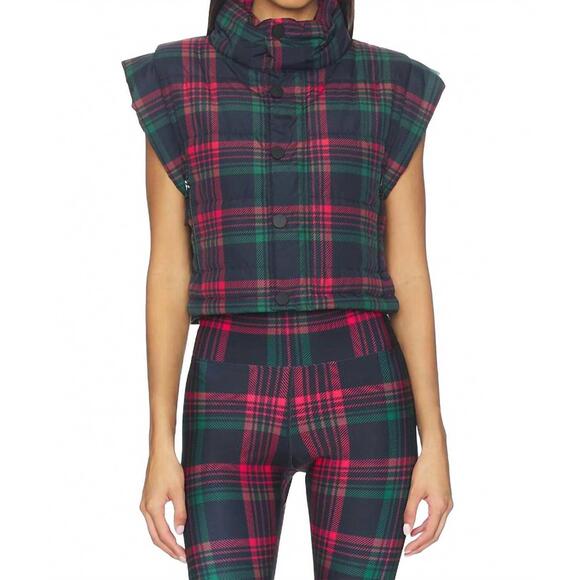 NEW BEACH RIOT canyon puffer vest in ribbon plaid
